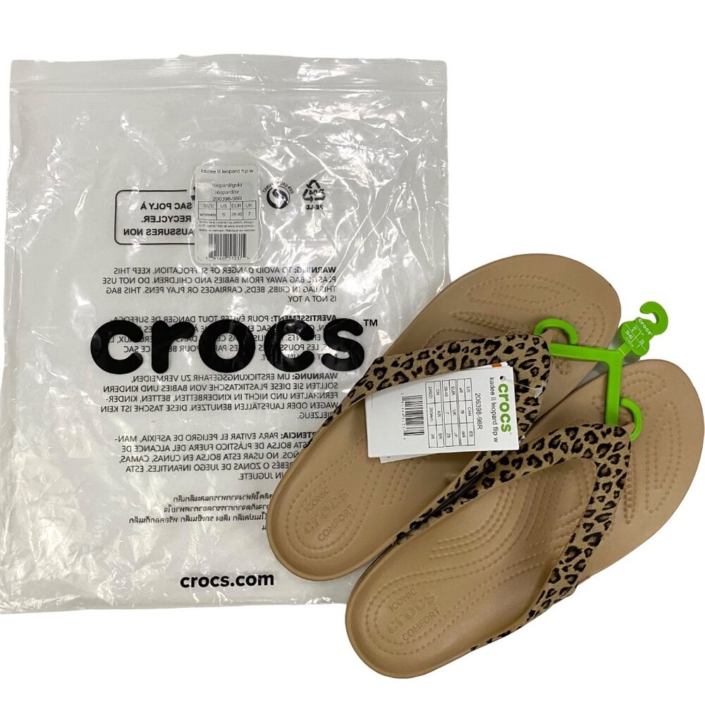 Crocs Kadee II Leopard Flip Flop Thong Sandals Womens 9